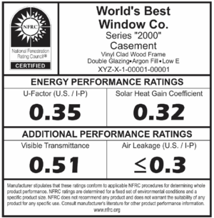 NFRC Certified Window Label